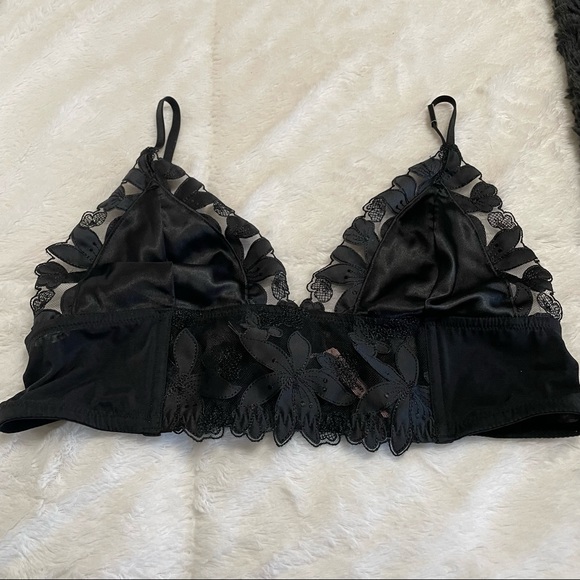 Victoria Secret Black Floral Longline Bralette - Picture 3 of 9